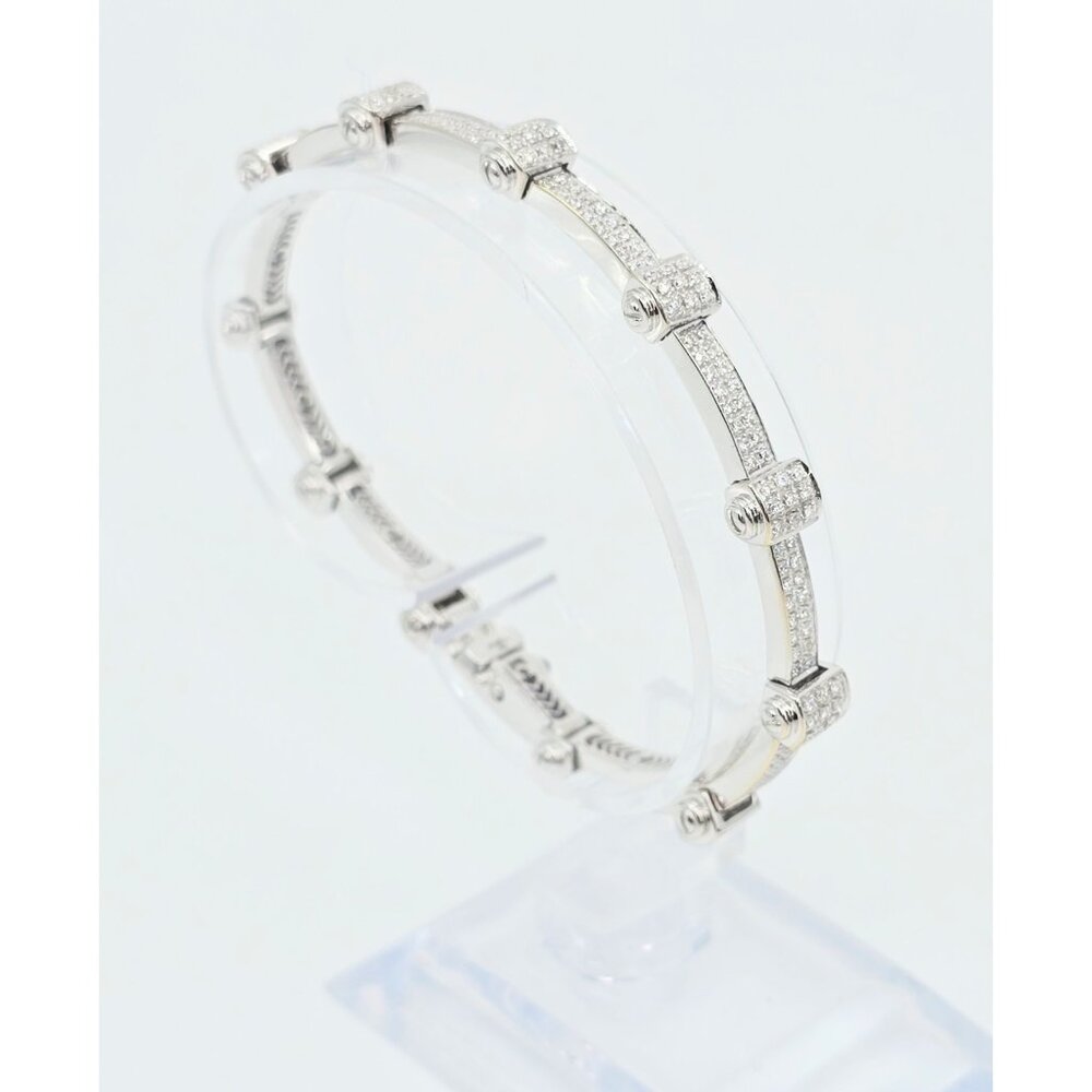 Philippe Charriol Alor 4 18k Solid White Gold Pave Diamond Bracelet 7.25" 21.3gr